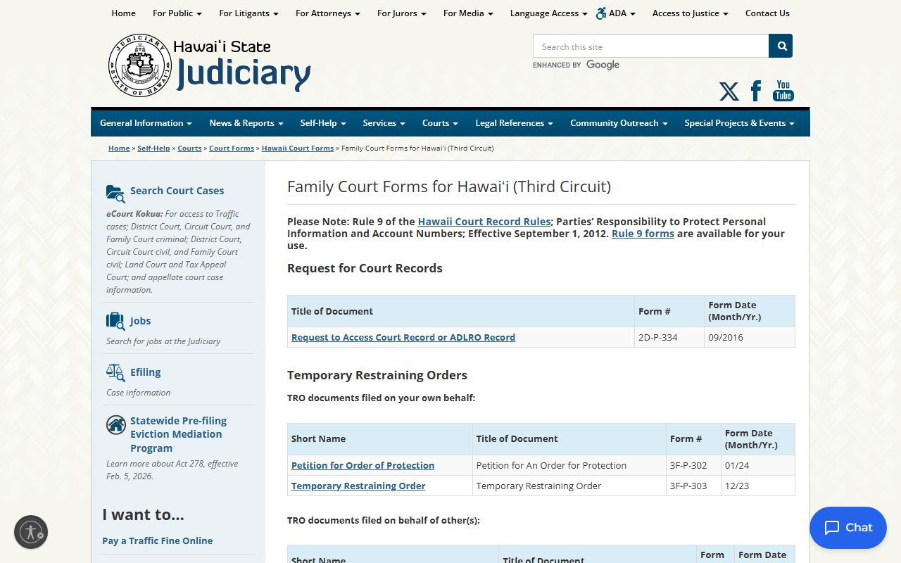 hawaii county dissolution of marriage third circuit court forms self-help