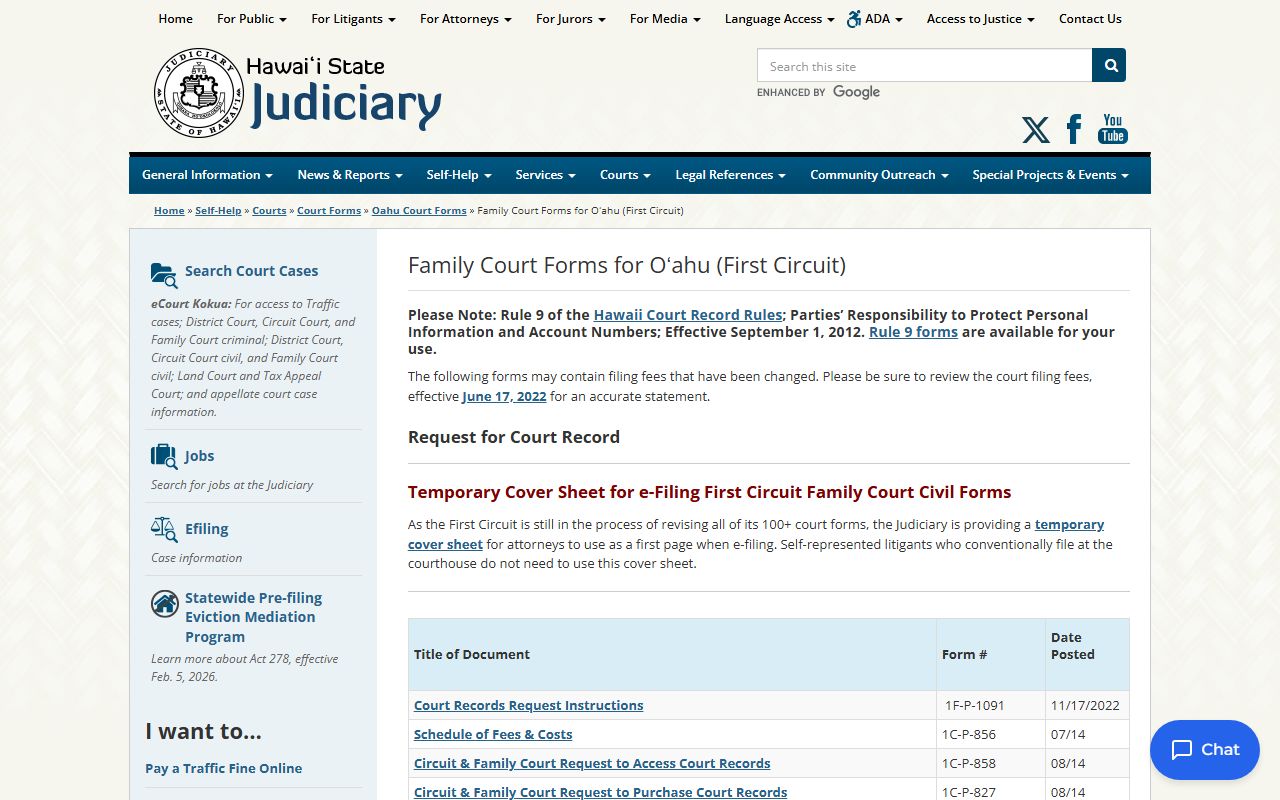 honolulu county dissolution of marriage first circuit oahu family court forms
